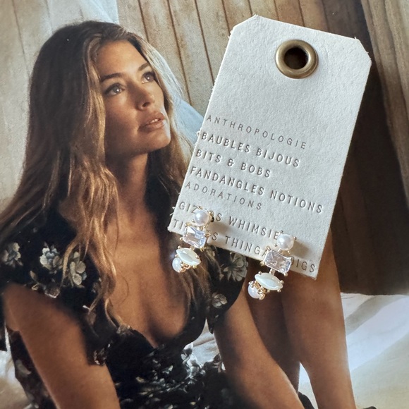 New - Anthropologie dangle  earring with stones - Picture 4 of 4